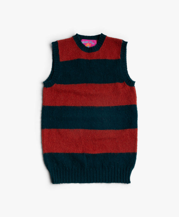 Shaggy Bear Chunky Stripes Slipover - Forest (Women)