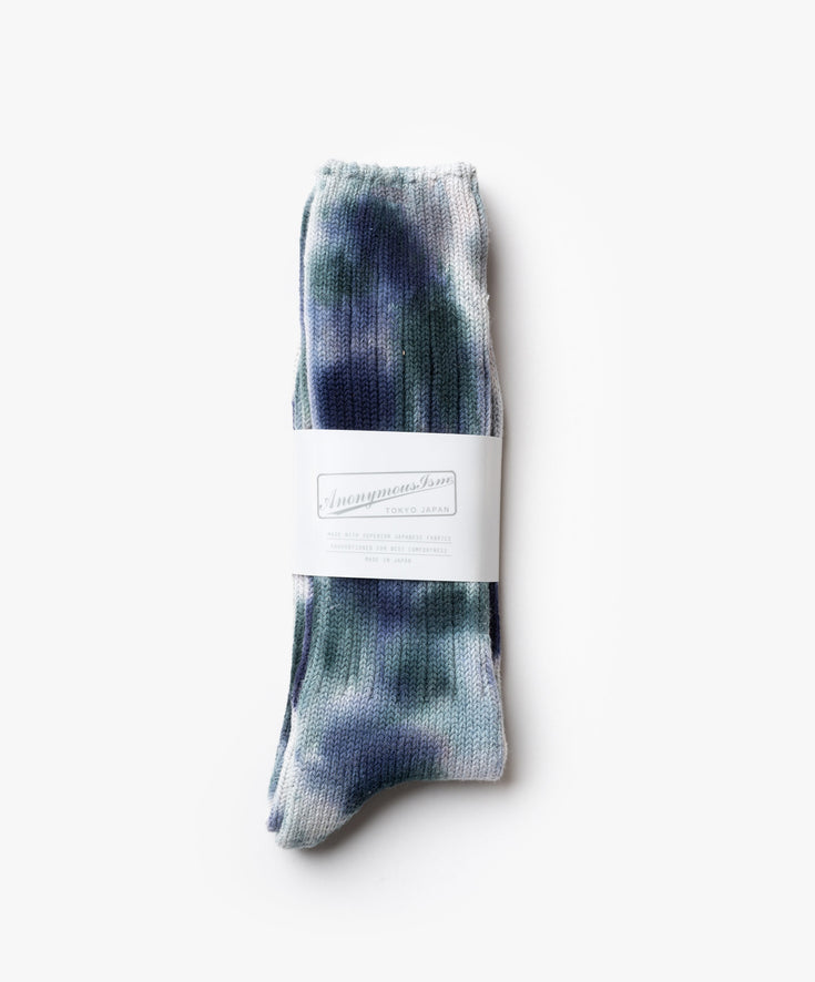 Scatter Dye Crew Socks - Blue Grey