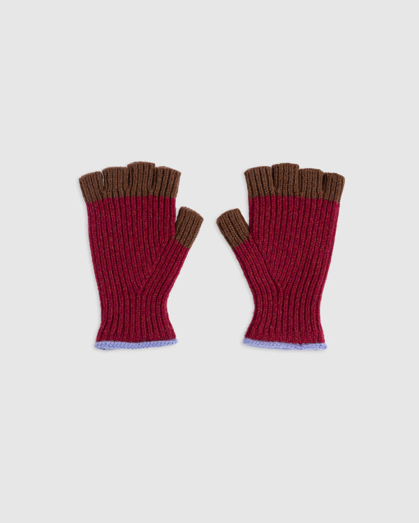 No Fingers In There Ribbed Gloves - Cherry Glow