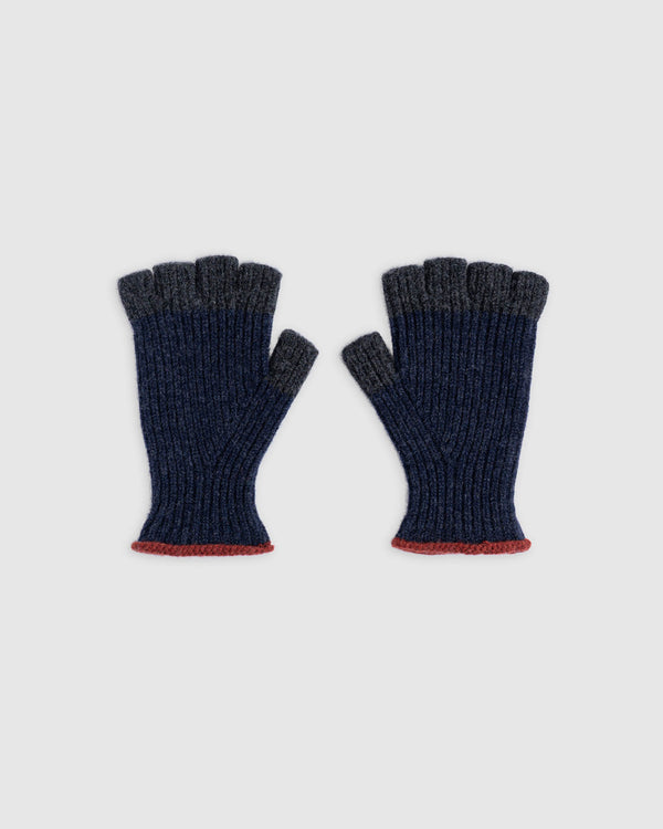 No Fingers In There Ribbed Gloves - Indigo
