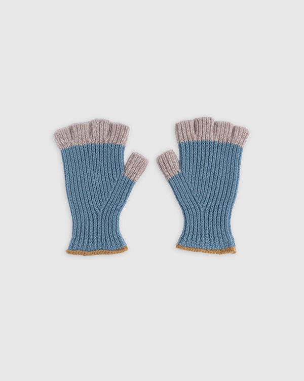 No Fingers In There Ribbed Gloves - Soft Blue