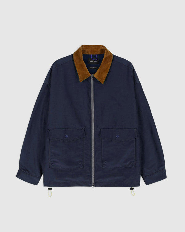 Boxy Swing Jacket - Cord Neck - Navy