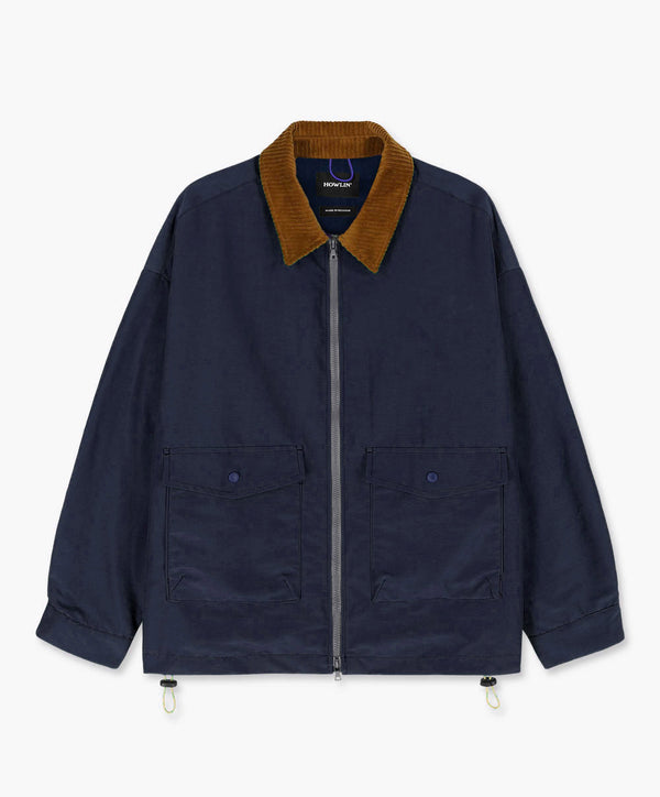 Boxy Swing Jacket - Cord Neck - Navy