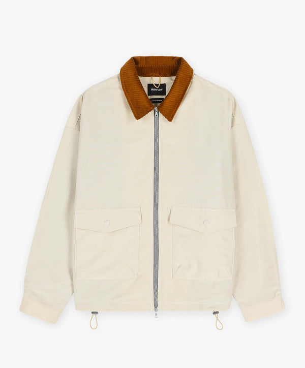 Boxy Swing Jacket - Cord Neck - Cream