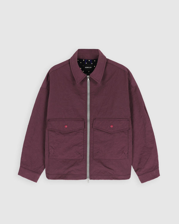 Boxy Swing Jacket For Women - Grungy Japanese Nylon Twill - Burgundy (Women)