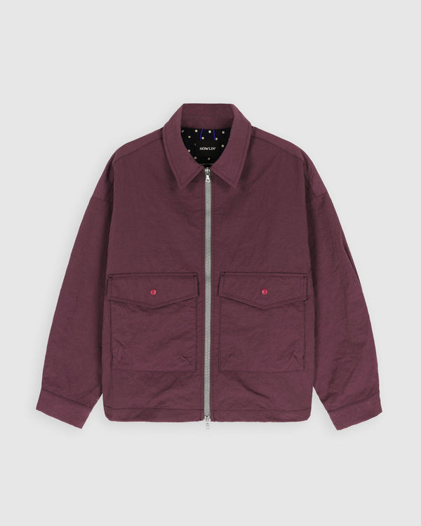 Boxy Swing Jacket For Women - Grungy Japanese Nylon Twill - Burgundy (Women)