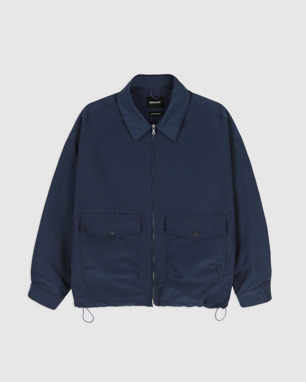 Boxy Swing Jacket - Water Repellent Nylon - Navy