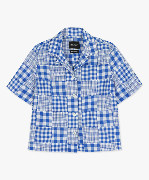 Cocktails For The Girls Please Shirt - Blue Madras Patchwork (Women)