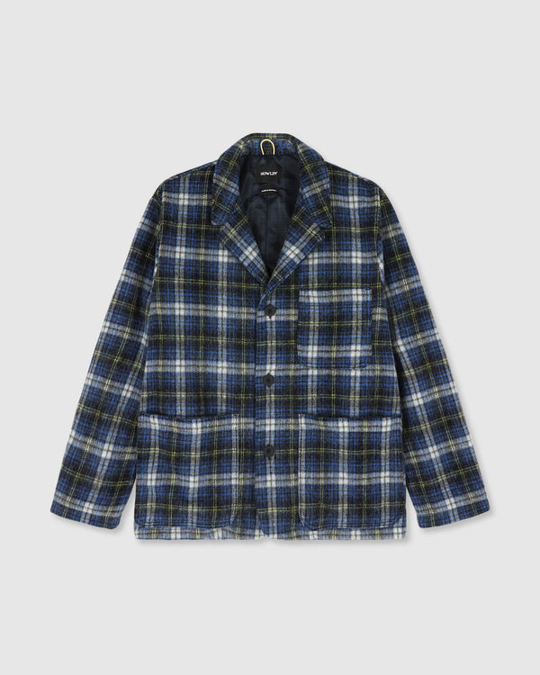 Cosmic Blazer - Brushed Japanese Wool Check Blue Mix