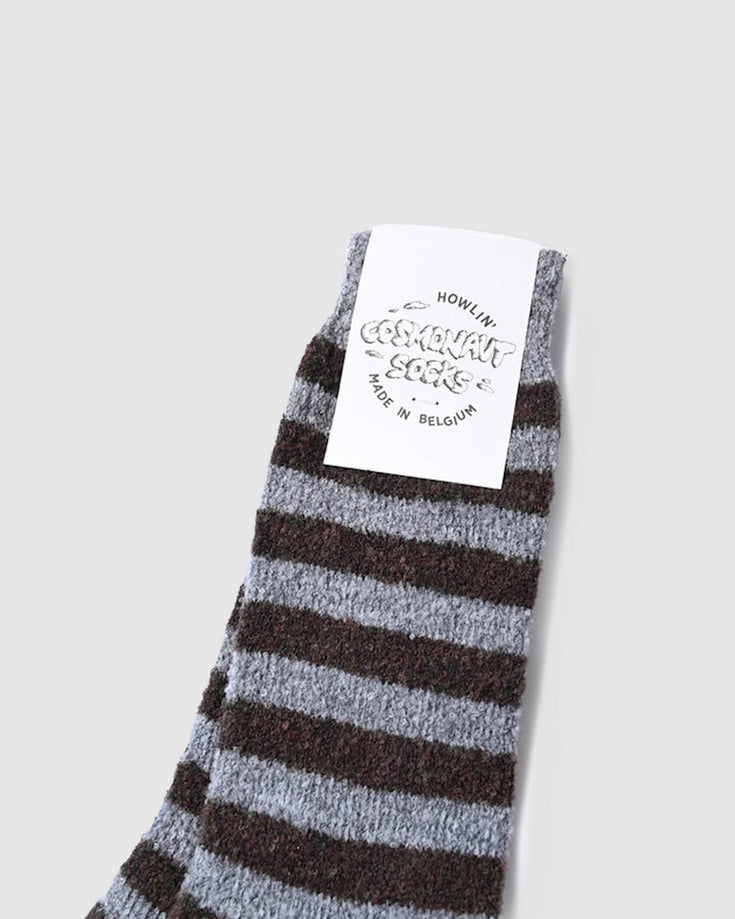 Cosmonaut Socks - Light Grey / Brown