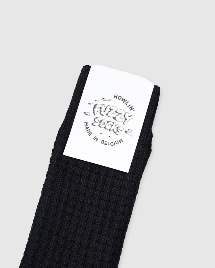 Fuzzy Waffle Socks - Black