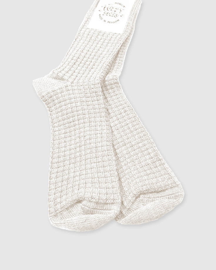 Fuzzy Waffle Socks - Ecru