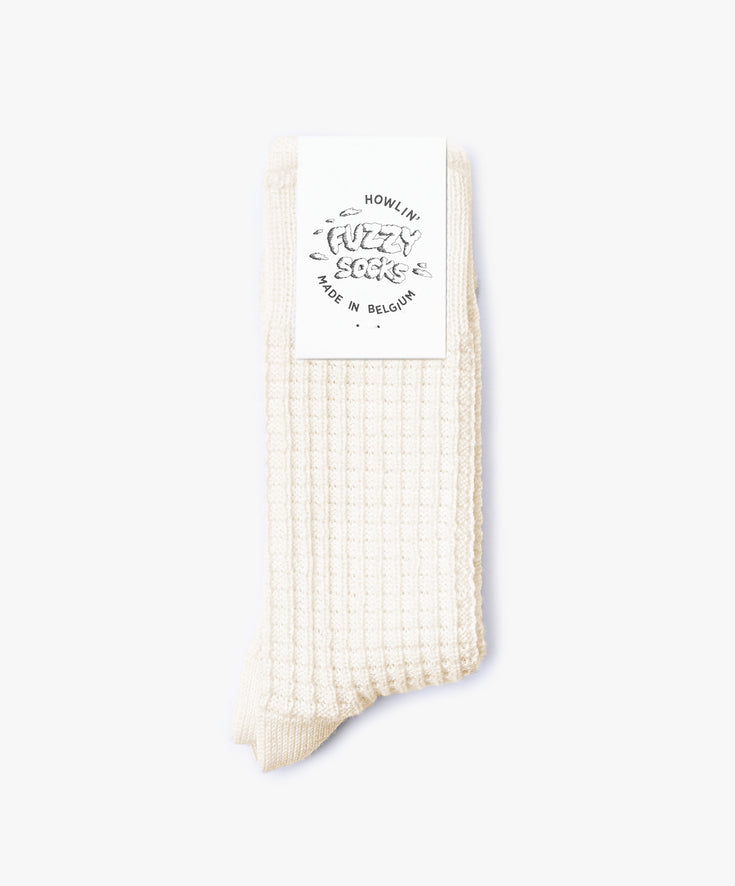 Fuzzy Waffle Socks - Ecru