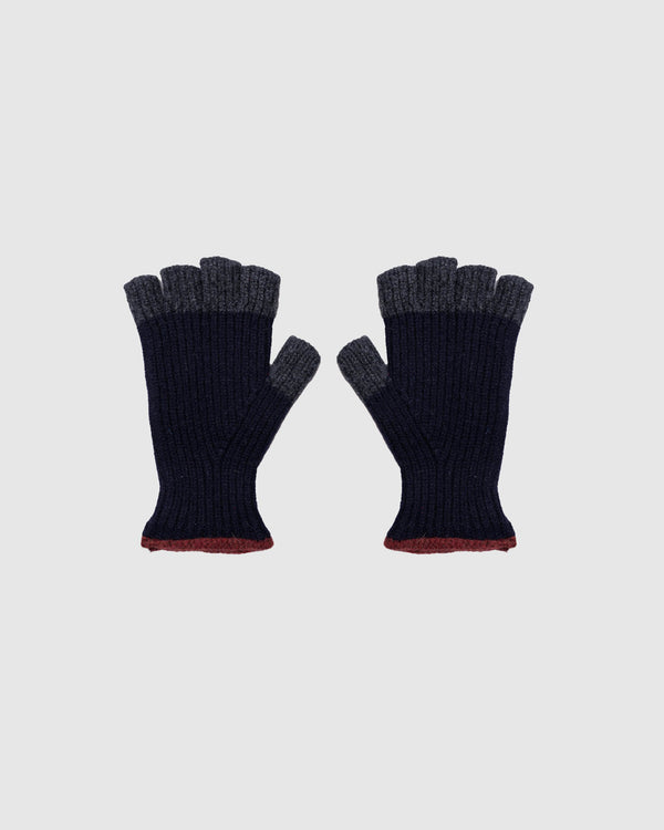 No Fingers In There Ribbed Gloves - Navy
