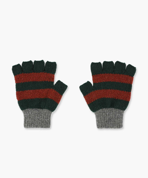 Striped No Fingers Gloves - Forest