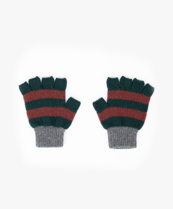 Striped No Fingers Gloves - Green