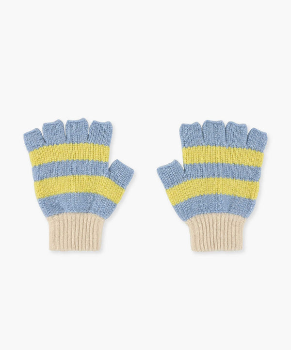 Striped No Fingers Gloves - Ice