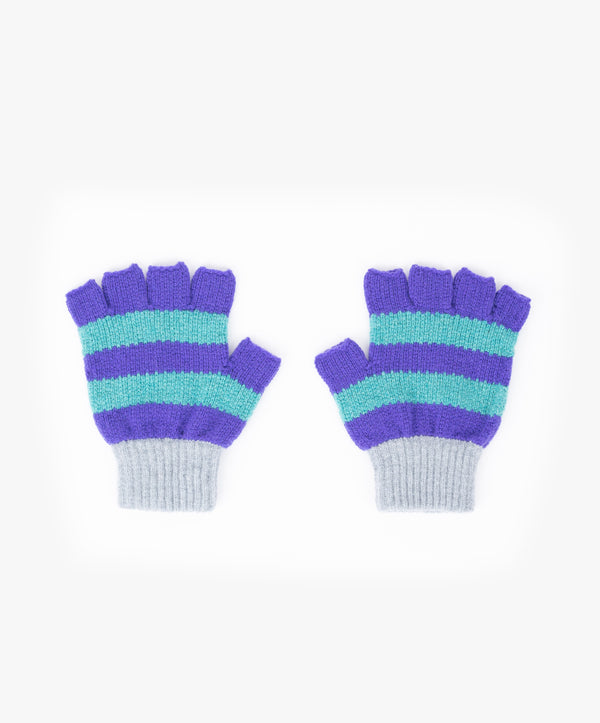 Striped No Fingers Gloves - Mint