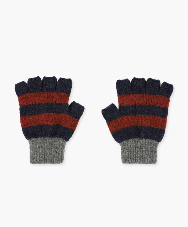 Striped No Fingers Gloves - Navy