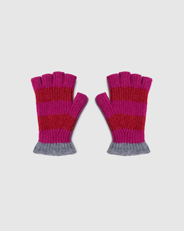 Striped No Fingers Ribbed Gloves - Mixed Up