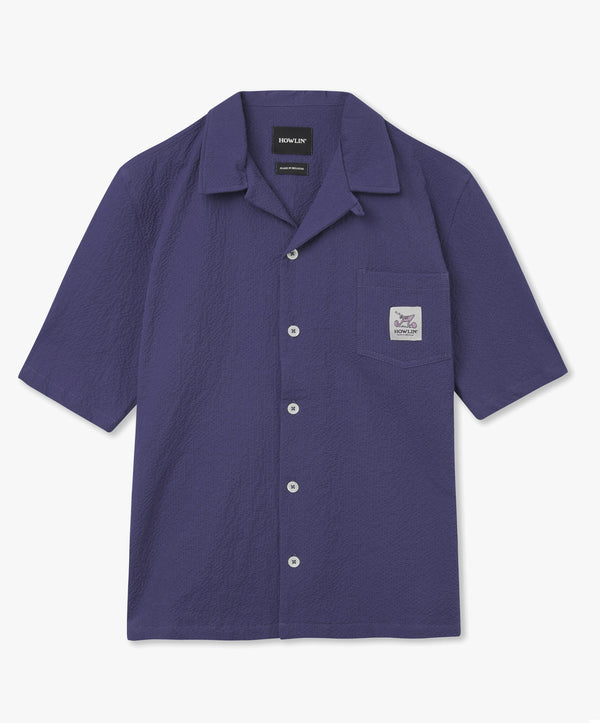Cocktail Shirt With Music Note - Purple Seersucker