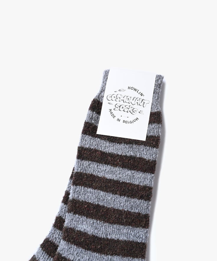 Cosmonaut Socks - Light Grey / Brown