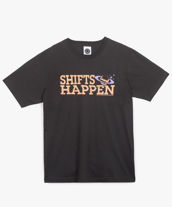 Shifts Happen SS Tee - Charcoal Black